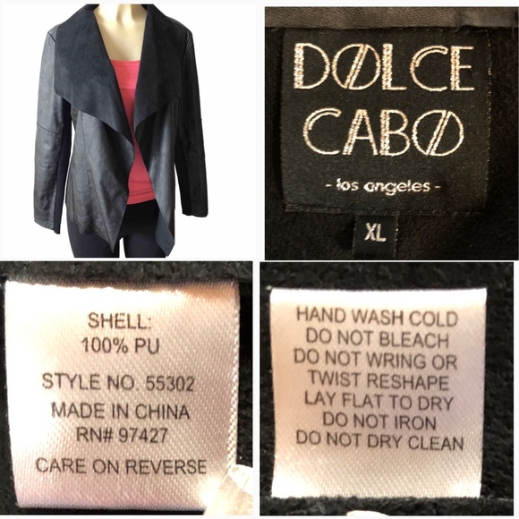 DOLCE CABO Open Drape Vegan Leather Jacket Black (XL) - Picture 17 of 17